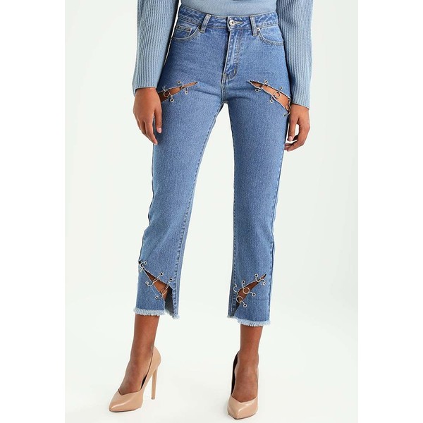 Liquor N Poker LAX MOM JEAN WITH EYELET Jeansy Relaxed fit stonewash LIK21N00J