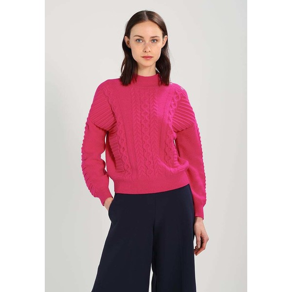 Karen Millen EYELET CABLE JUMPER Sweter pink KM521I01R