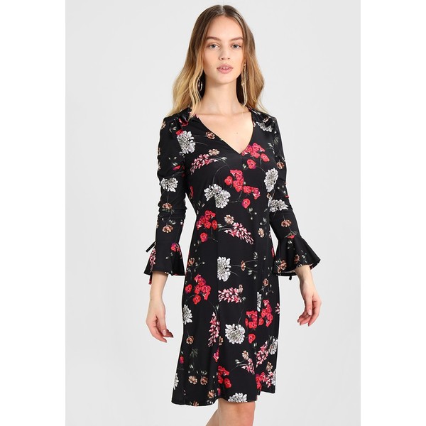 Wallis Petite MINI FLORAL FIT & FLARE DRESS Sukienka z dżerseju black WP021C02W