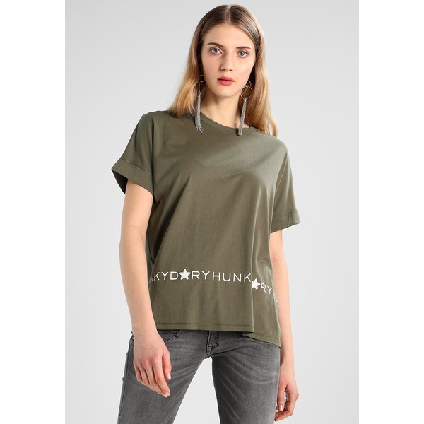 Hunkydory LOGO T-shirt z nadrukiem army green H0G21D002
