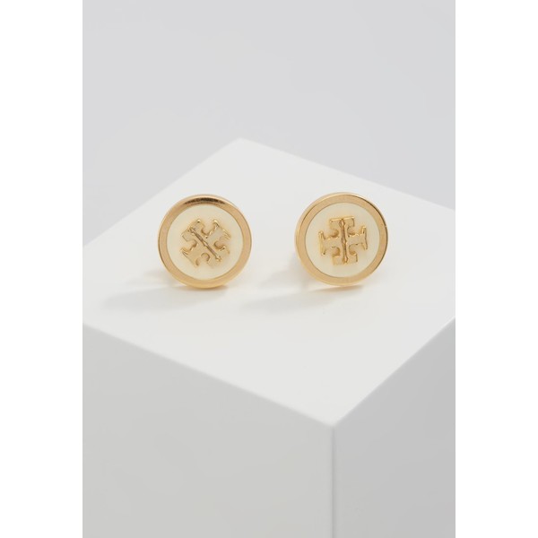 Tory Burch LACQUERED RAISED LOGO STUD Kolczyki new ivory / tory gold-coloured T0751L005