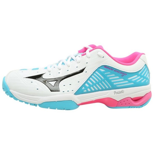Mizuno WAVE EXCEED 2 AC Obuwie do tenisa Outdoor white/black/blue atoll M2741A052
