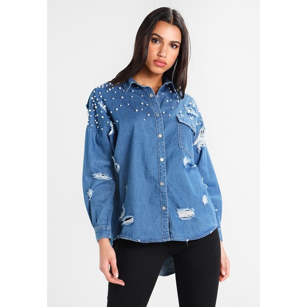 Missguided DISTRESSED WITH DETAIL Koszula blue M0Q21E04L