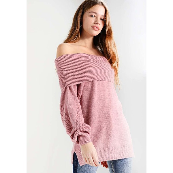Topshop CABLE SLEEVE BARDOT Sweter pink TP721I0DH