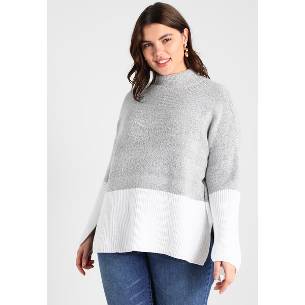 Simply Be BOUCLE COLOUR BLOCK JUMPER Sweter light grey/ivory SIE21I002
