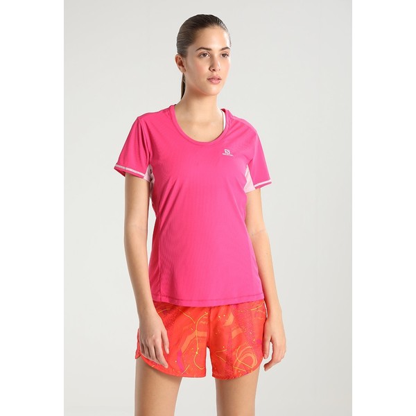 Salomon AGILE TEE T-shirt z nadrukiem pink yarrow SA541D00H