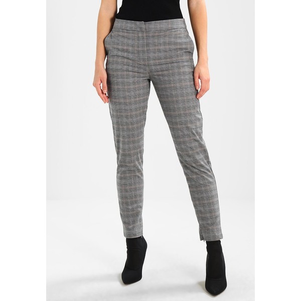 Selected Femme SFMUSE CROPPED PANT CHECK Spodnie materiałowe medium grey melang/coral gold SE521A0AD