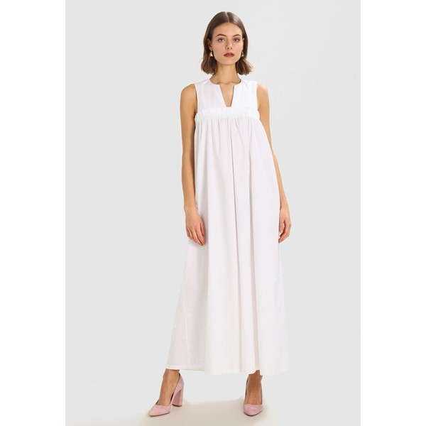 Stefanel ABITO LUNGO ROUCHES POPELINE Długa sukienka optical white S5721C03V