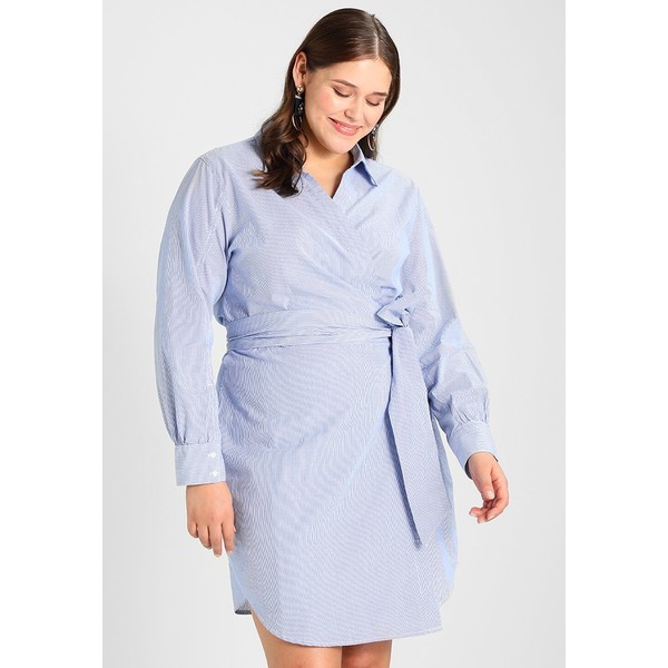 Only Carmakoma ONLCARROSEL WRAP STRIPE DRESS Sukienka letnia medium blue denim ONA21C00V