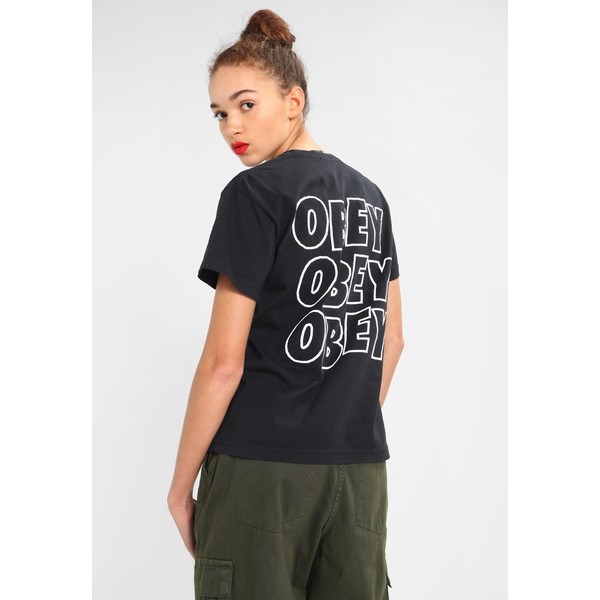 Obey Clothing JUMBLE T-shirt z nadrukiem off black OB021D00G