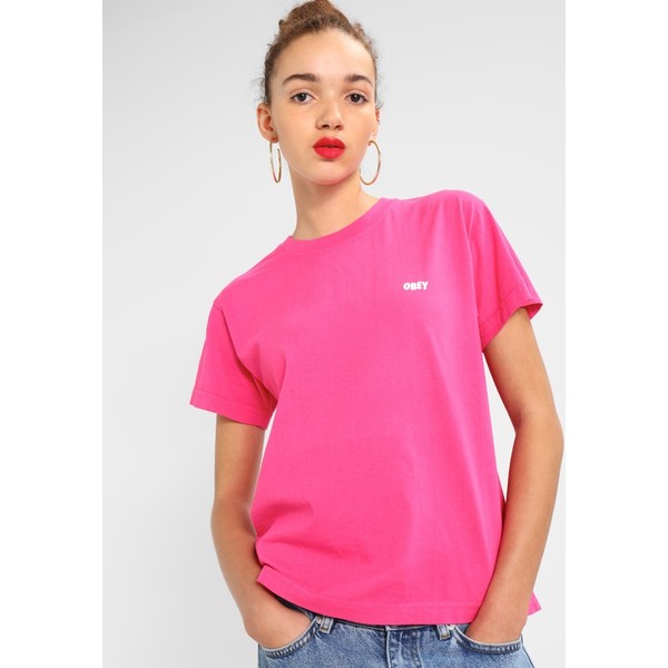 Obey Clothing JUMBLE T-shirt z nadrukiem raspberry OB021D00G