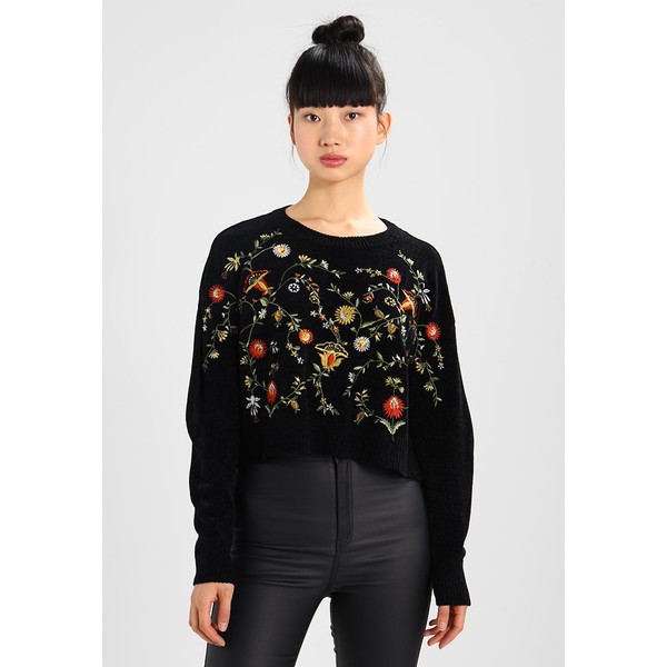 New Look FLORAL CHENILLE JUMPER Sweter black NL021I0A3
