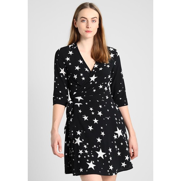 Missguided Tall SIDE WRAP STAR PRINT DRESS Sukienka letnia black MIG21C010