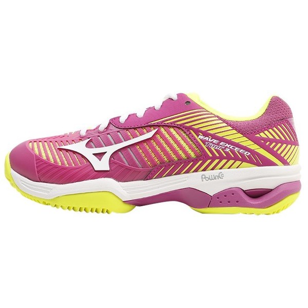 Mizuno WAVE EXCEED TOUR 3 CC Obuwie do tenisa Outdoor clover/white/safety yellow M2741A051