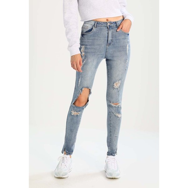 Missguided SINNER HIGHWAISTED RIPPED SKINNY Jeansy Slim Fit blue M0Q21N01G