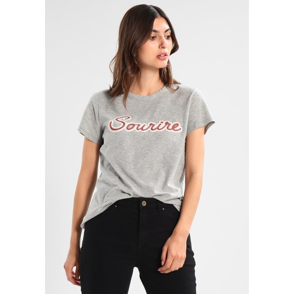 Levete Room ALVINA T-shirt z nadrukiem light grey melange LEN21D000