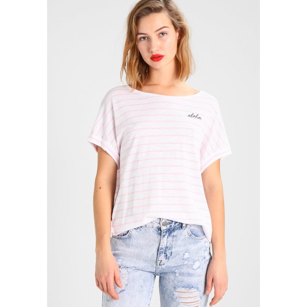 Juvia STRIPE ALOHA T-shirt z nadrukiem white/rose JV421D01K