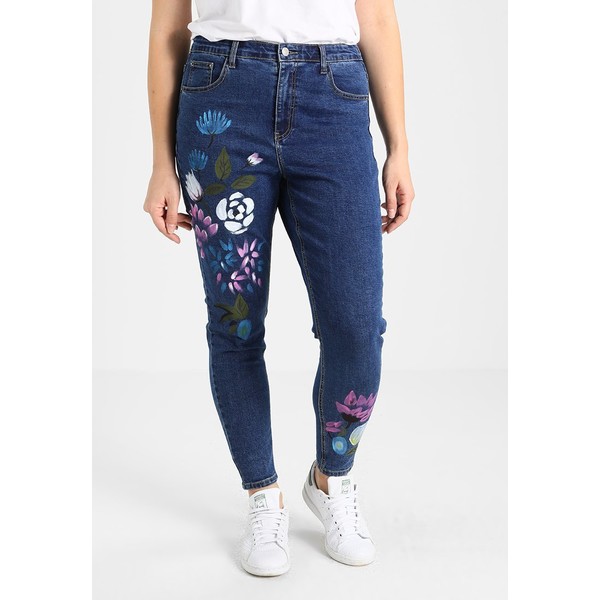 Glamorous Curve FLORAL PAINTED Jeansy Slim Fit mid blue GLA21N00G