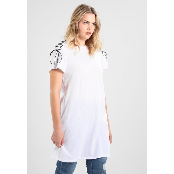 Glamorous Curve LACE SHOULDER DETAIL TEE T-shirt z nadrukiem white GLA21D005