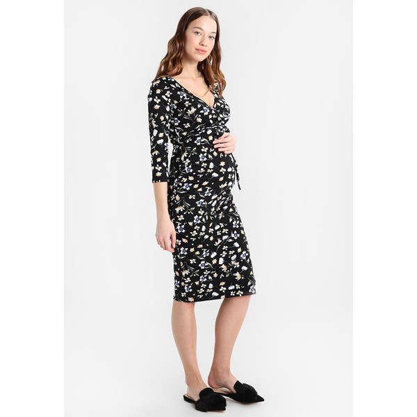 DP Maternity ROUCHED WRAP DRESS Sukienka z dżerseju black DP829F028