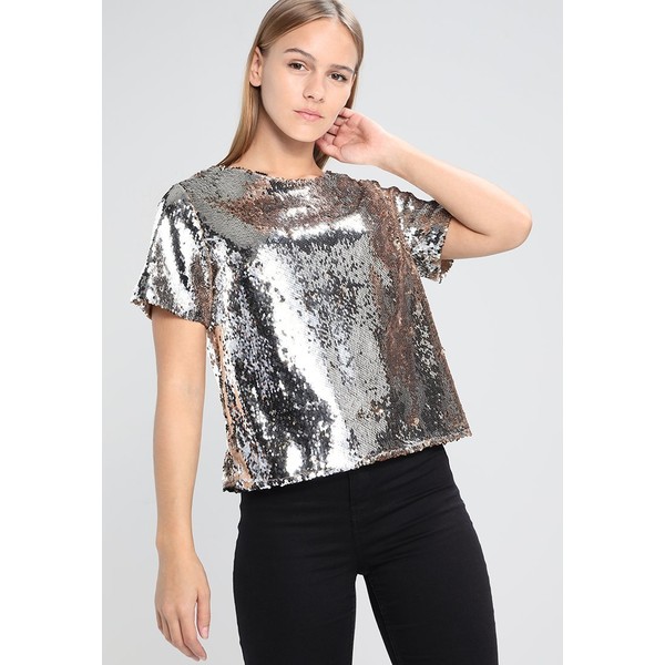 Dorothy Perkins Petite SEQUIN T-shirt z nadrukiem silver DP721E02E