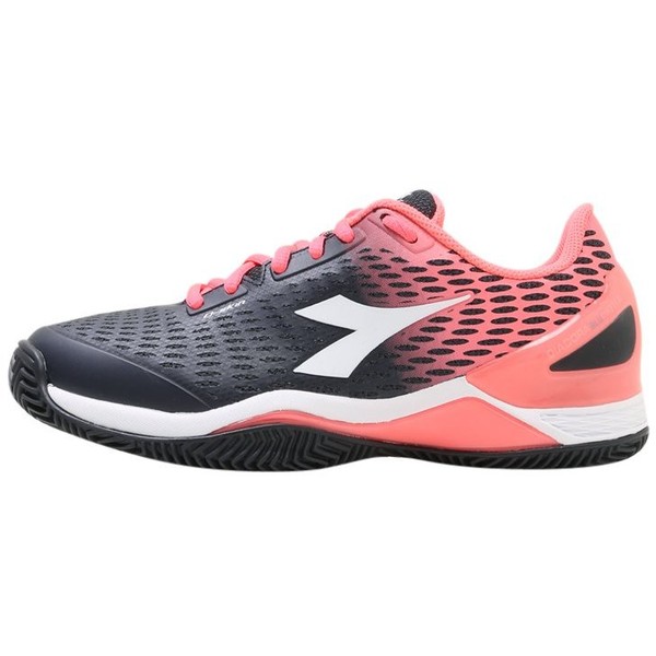 Diadora SPEED BLUSHIELD 2 CLAY Obuwie do tenisa Outdoor black/fluo coral D2941A000