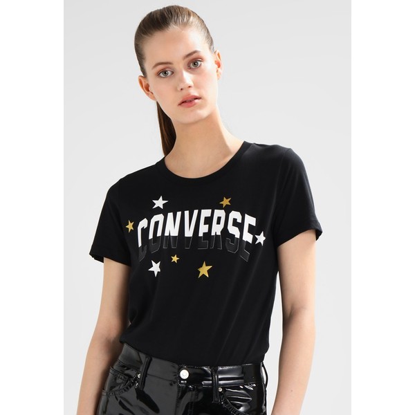 Converse ESSENTIALS METALLIC STAR TEE T-shirt z nadrukiem black CO421D05U