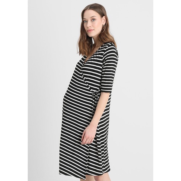 Bluebelle Maternity TOPSTRIPE WRAP FRONT LONGLINE Sukienka z dżerseju black/white stripe BLH29F00B
