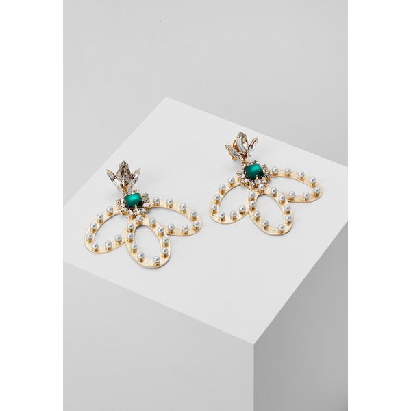 Anton Heunis GEMCLUSTER EARRING WITH WINGED HOOPS Kolczyki emerald/gold-coloured ANG51L015