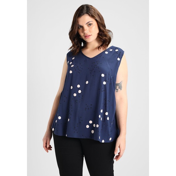 ADIA TOP V-NECK WITH OUT SLEEVES PRINT WITH ROSE DOTS Bluzka blue cameo A0C21E016
