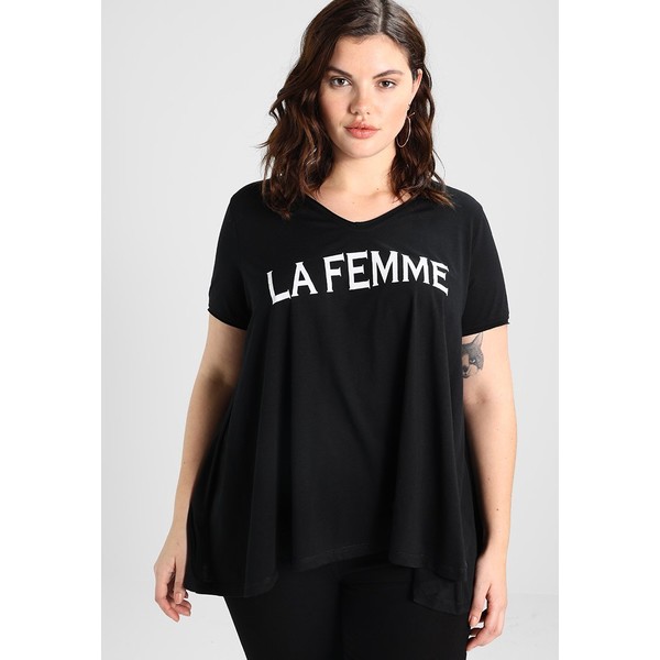ADIA V-NECK 1/2 SLEEVES A SHAPE LA FEMME T-shirt z nadrukiem black A0C21D00P