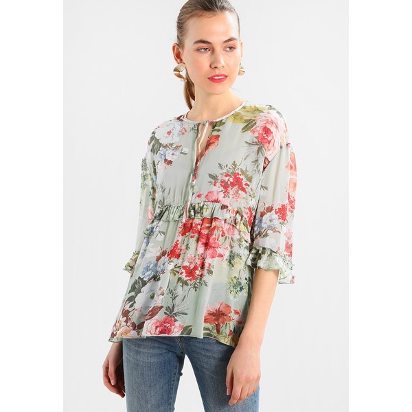 Benetton PRINTED BLOUSES WITH FLOWERS Bluzka green 4BE21E05T