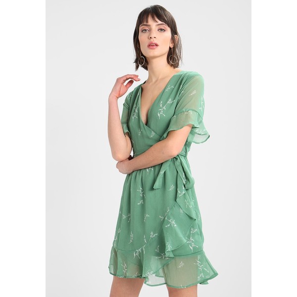 Neon Rose DITSY SPOT RUFFLE WRAP MINI DRESS Sukienka letnia green NR421C00O