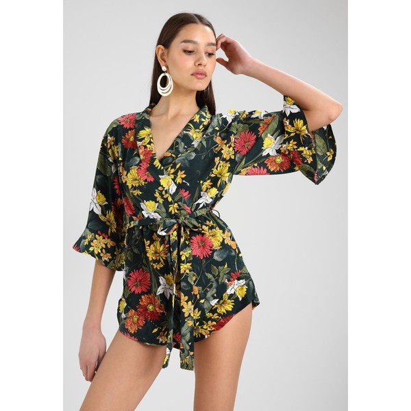 Missguided TROPICAL PRINT WRAP OVER PLAYSUIT Kombinezon green M0Q21T026