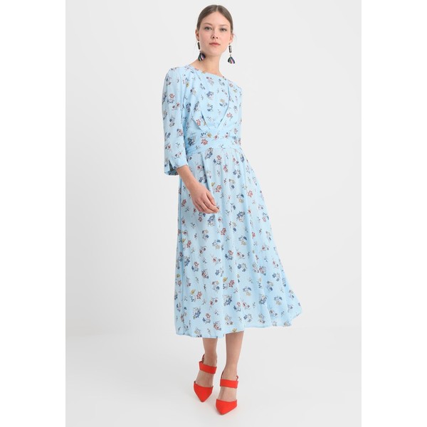 Louche BIRTE FLOWER Długa sukienka pale blue L4621C0B1