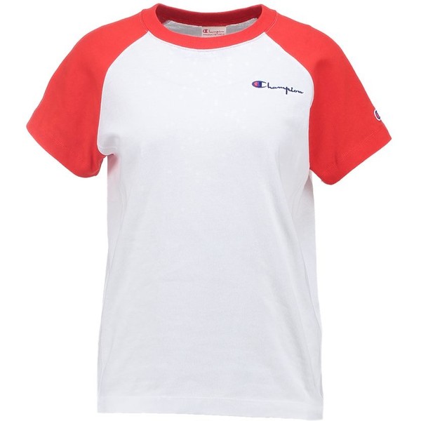 Champion Reverse Weave CLASSIC RAGLAN T-shirt z nadrukiem white C0T21D00D