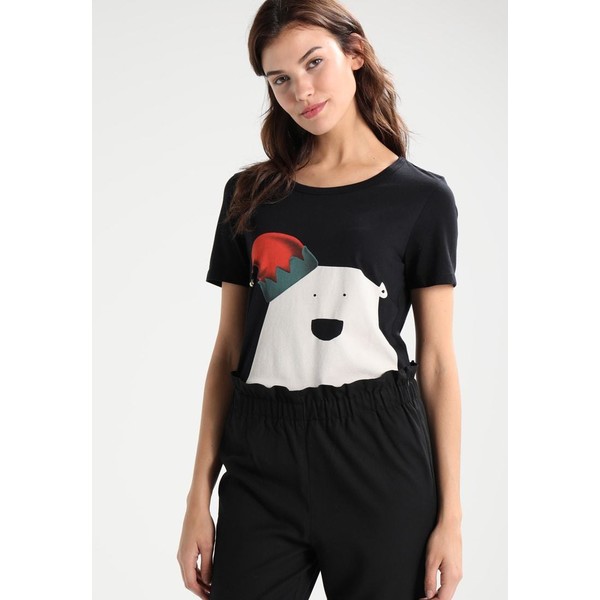 Noisy May NMNOVELTY T-shirt z nadrukiem black polar bear bell NM321D091