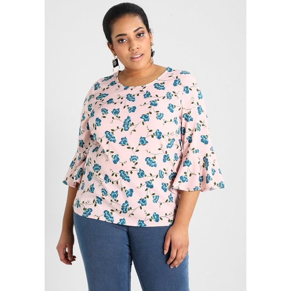 Simply Be WITH FLUTED SLEEVE Bluzka blush floral SIE21E001