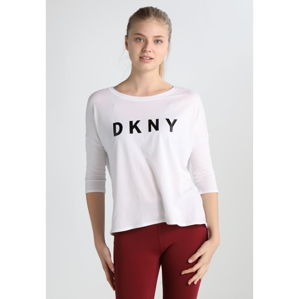 DKNY LOW DOLMAN SLEEVE TEE RUBBER LOGO Bluzka z długim rękawem white DK141D002