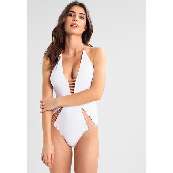 South Beach SWIMSUIT WITH CONTRAST BAR INSET DETAIL Kostium kąpielowy white/rose gold SOH81G00D
