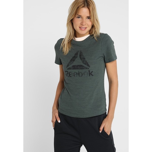 Reebok EL MARBLE LOGO TEE T-shirt z nadrukiem khaki RE541D0EK