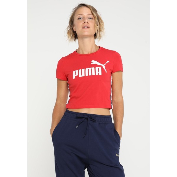 Puma TAPE LOGO CROPED T-shirt z nadrukiem ribbon red PU141D09F