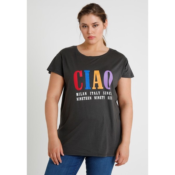 New Look Curves CIAO RAINBOW TEE T-shirt z nadrukiem dark grey N3221D0CE
