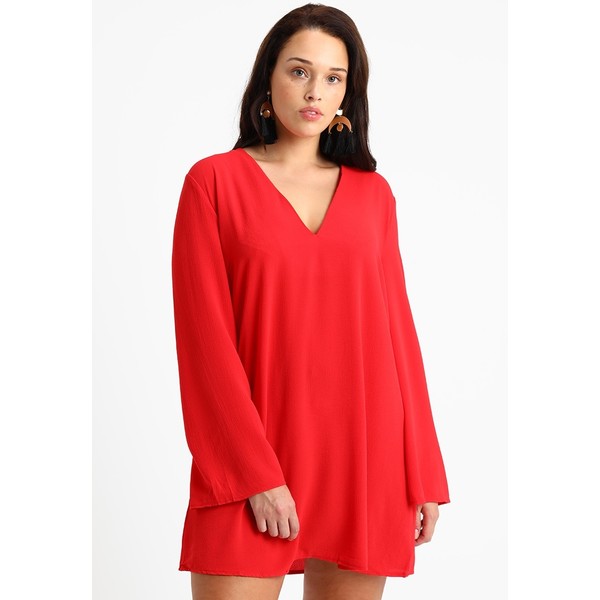 Missguided Plus V NECK FLUTE SLEEVE SMOCK DRESS Sukienka letnia red M0U21C06M