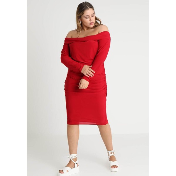Missguided Plus SLINKY RUCHED MIDI DRESS Sukienka z dżerseju red M0U21C079