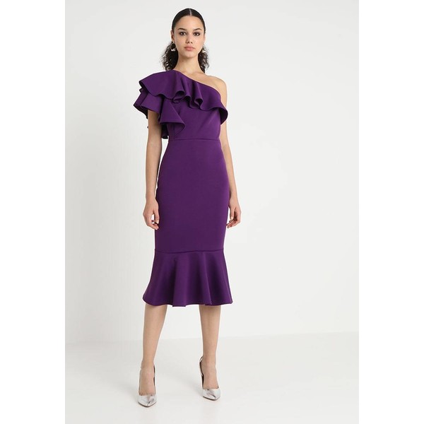 True Violet TRUE ONE SHOULDER MIDI DRESS WITH PEPHEM AND FRILL DETAIL Sukienka koktajlowa purple TRD21C01E