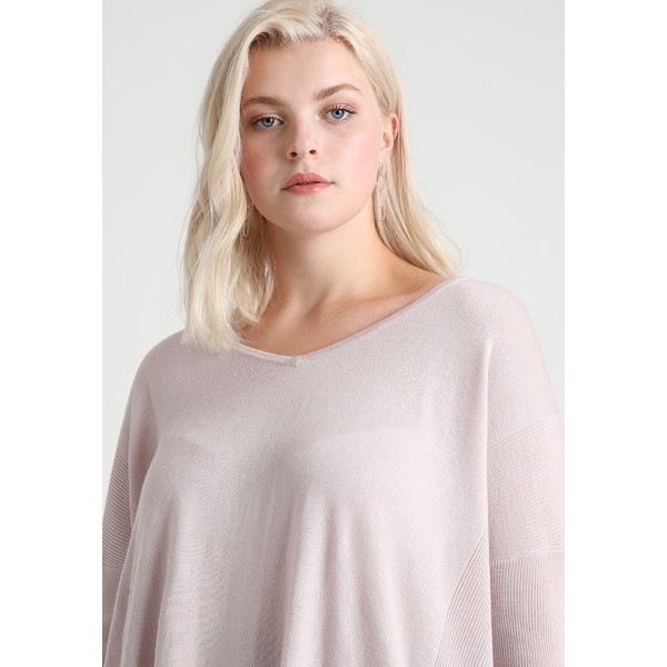CAPSULE by Simply Be SUPERSOFT TOUCH SLOUCHY V-NECK WITH TEXTURED PANELS Sweter soft pink CAS21I004