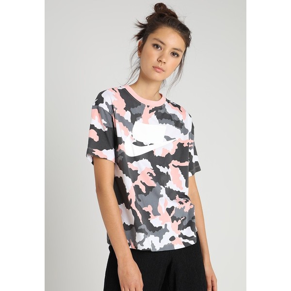 Nike Sportswear T-shirt z nadrukiem white/storm pink NI121D0B7