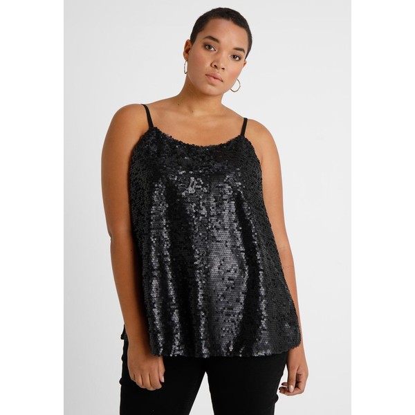 CAPSULE by Simply Be SEQUIN FRONT CAMI CYBER Bluzka black CAS21E00D