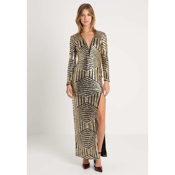 Rare London PLUNGE SEQUIN MAXI DRESS Suknia balowa gold RA621C01T